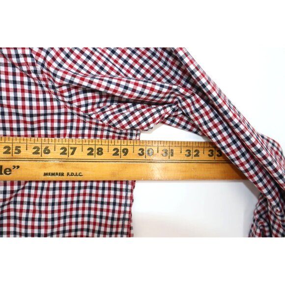 Dockers Mens Classic Fit Red Navy Gingham Button-Down Long Sleeve Shirt Size XL - Picture 3 of 9